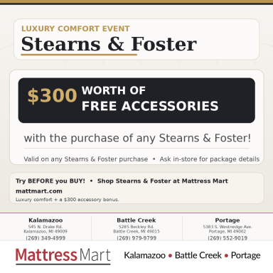 Stearns & Foster Free Accessories Event